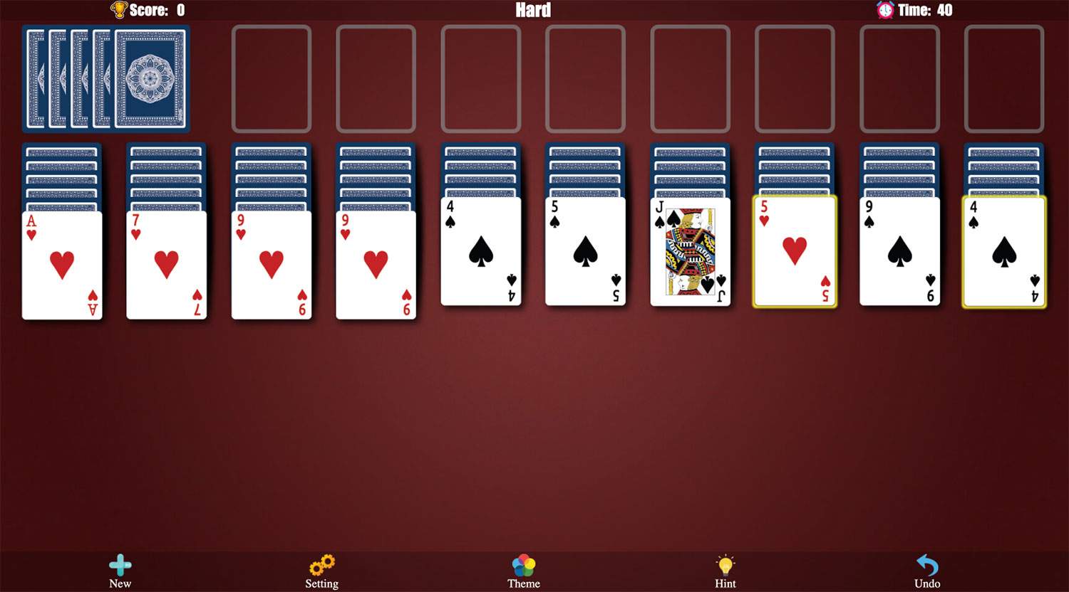 Layout Spider Solitaire 2 Classic