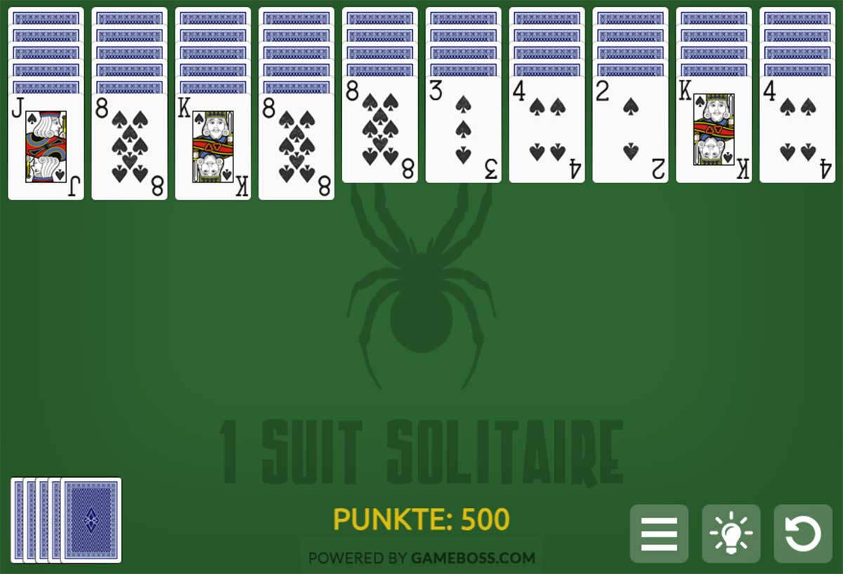 Layout Spider Solitaire 1 Farbe